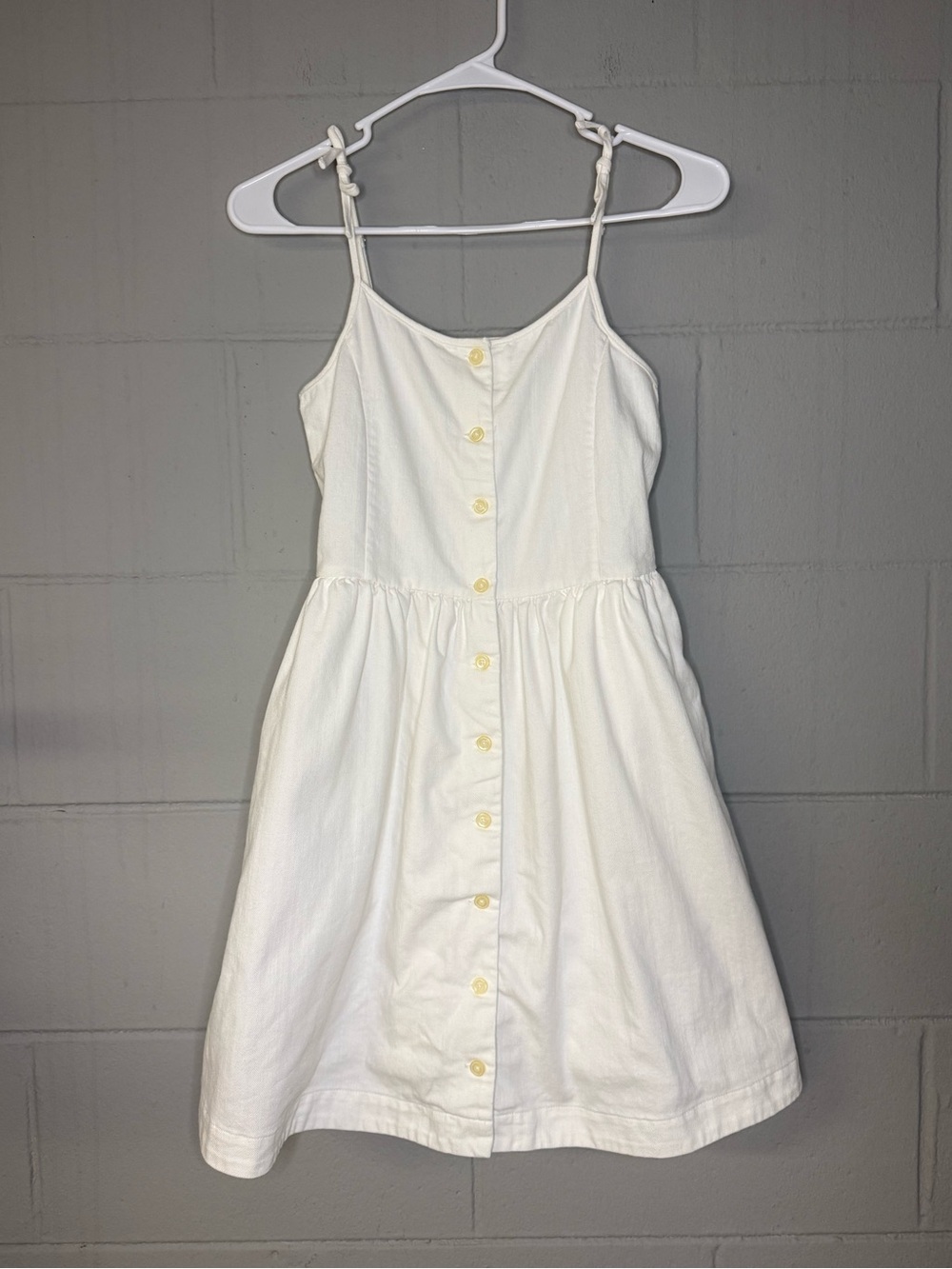 Polo Ralph Lauren Girls White Denim Button Front Sundress Bow Straps Size 12
